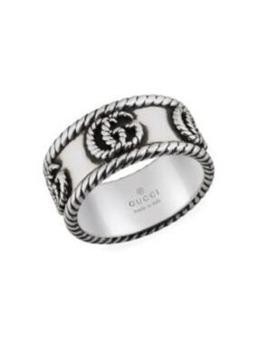 Ring In Aged Sterling Silver With Double G Detail